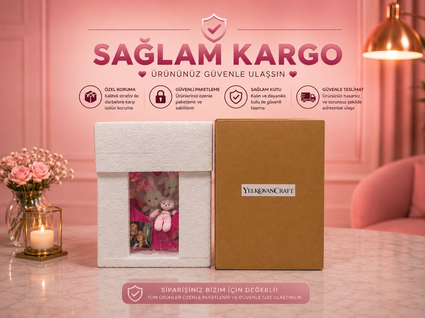 Kalpten Sana – Pembe (Fotoğraf Baskılı)